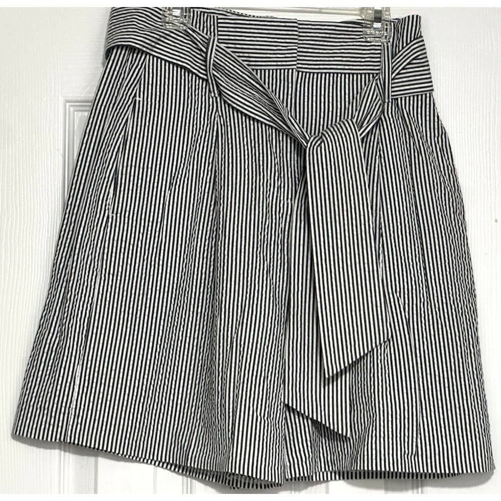 Tyler Boe Women's Wide Leg Walking Culottes Shorts White & Black tripes (Sz 2)